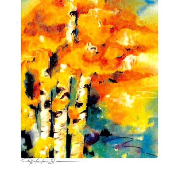 Original print of watercolor painting by Kathy Morton Stanion - Aspen Trees - Picture 3 of 4